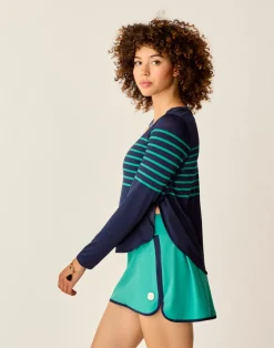 Carve Designs Long Sleeve^Trek Top: Jade Stripe