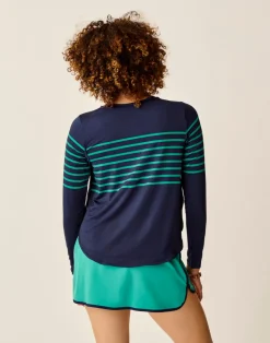 Carve Designs Long Sleeve^Trek Top: Jade Stripe